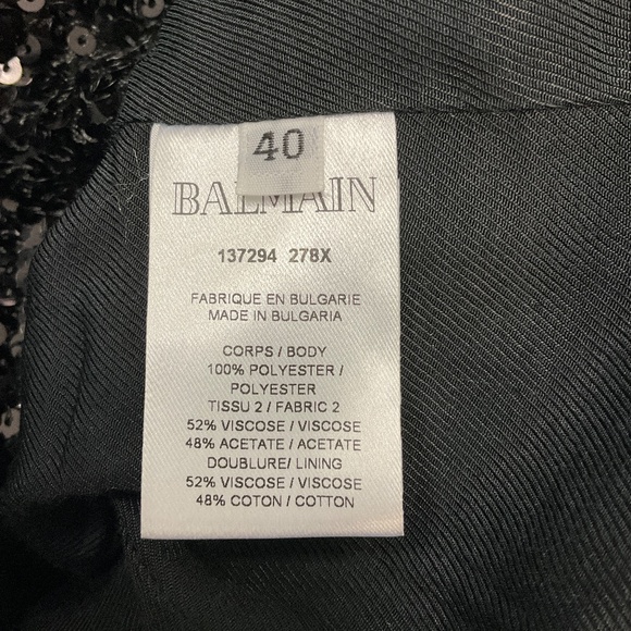 BALMAIN BLACK SEQUIN DOUBLE BREASTED BLAZER - Picture 5 of 7